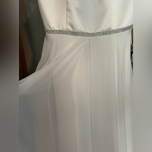 NWT - Ivory Special Occasion Floor Length Gown with sewn detail rhinestone belt - Picture 6 of 9